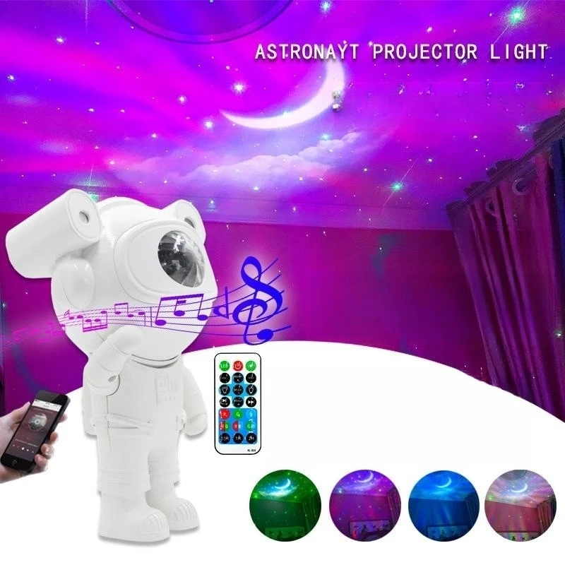 PROMOÇÃO: 2 unidades: Astronauta Luminária Projetor com Som Bluetooth e Controle
